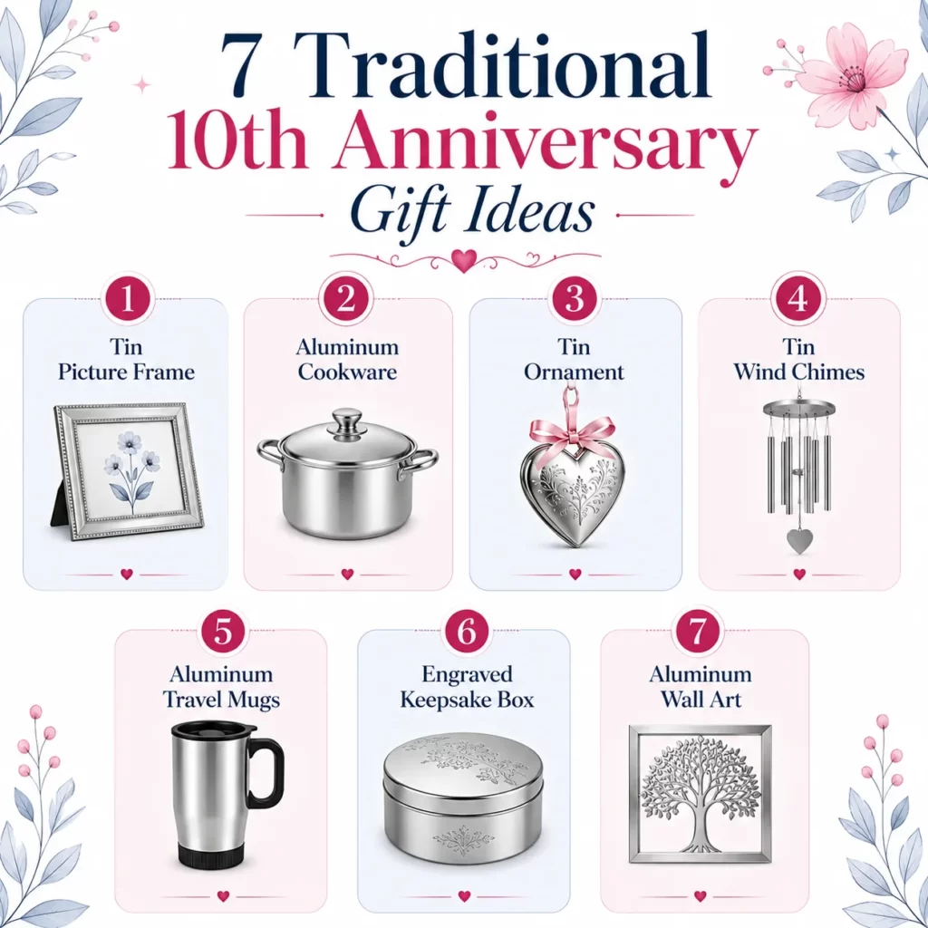 Seven traditional tin and aluminum 10th anniversary gift ideas