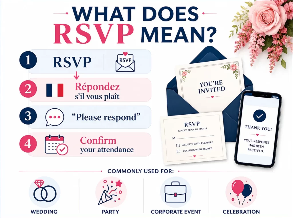 Infographic explaining what RSVP means and stands for