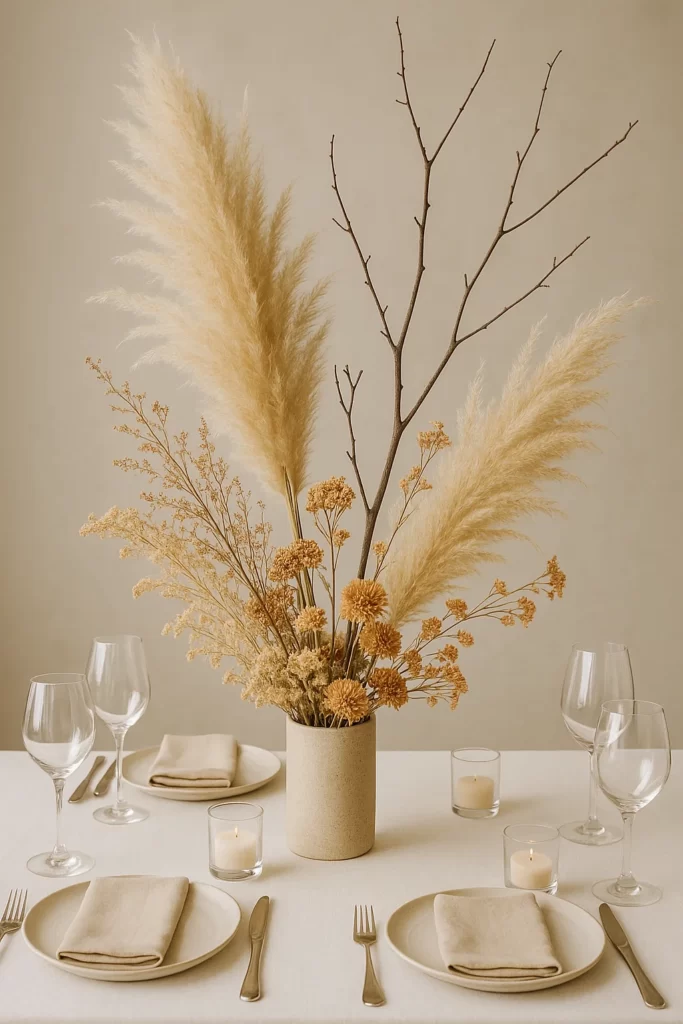 Budget-friendly wedding decor with pampas grass