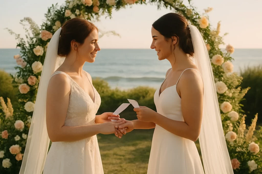 Bride vows for her to her being exchanged during a same-sex wedding.