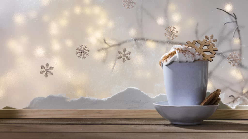 Winter wedding decor with snowflake and icy accents.