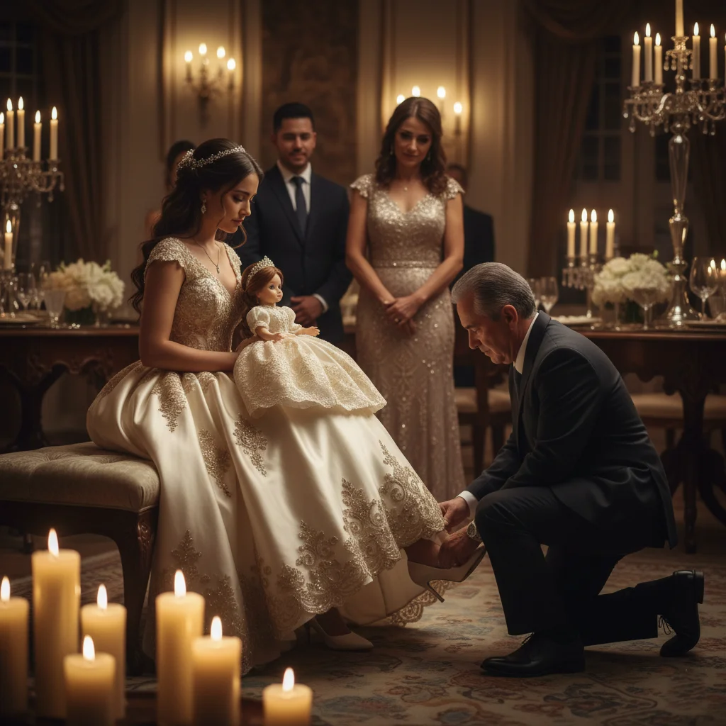 Emotional quinceañera tradition with changing of the shoes and last doll ceremony