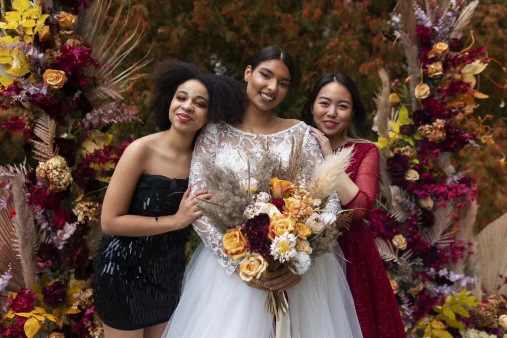 Modern best person roles with diverse wedding party members