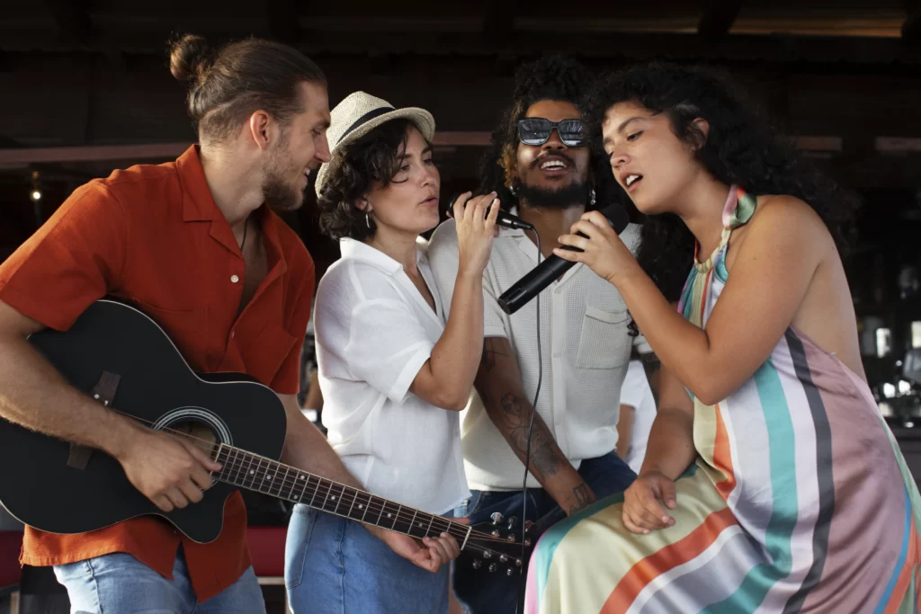 Friends enjoying a custom playlist at an 18th birthday party.