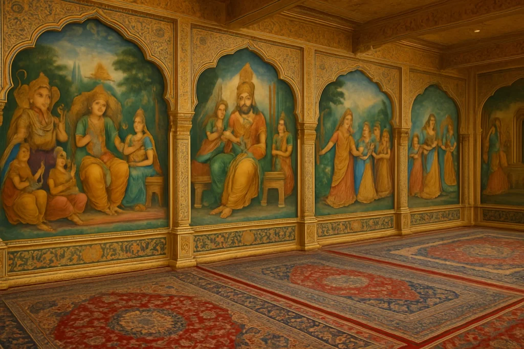 Hand-painted frescoes and Persian carpets at Royal Albert Palace