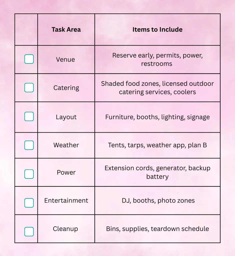 Outdoor Party Checklist