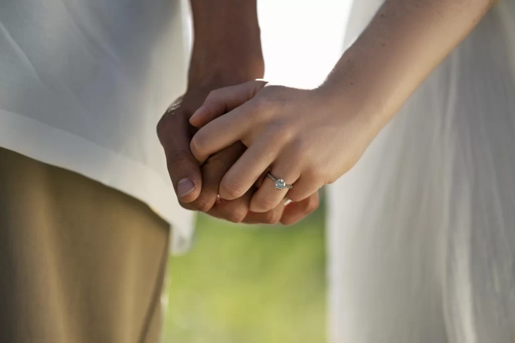 Wedding ring worn on right hand as per tradition