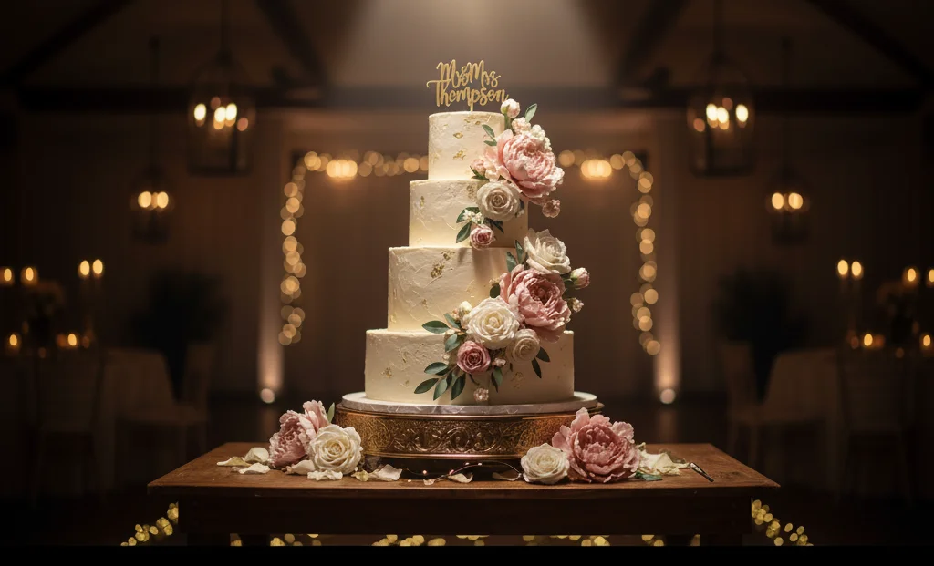 Accent lighting highlighting centerpiece at an elegant event