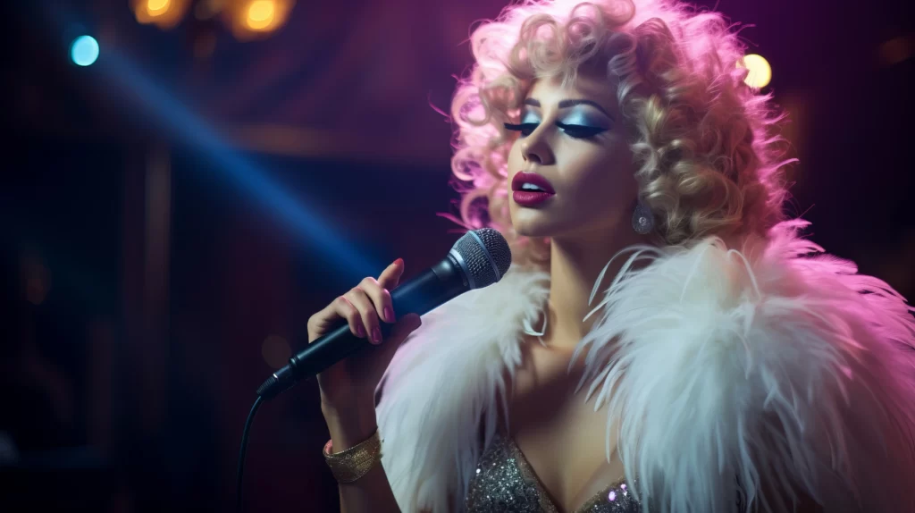 Drag queen hosting a Pride party with energetic crowd in Washington DC