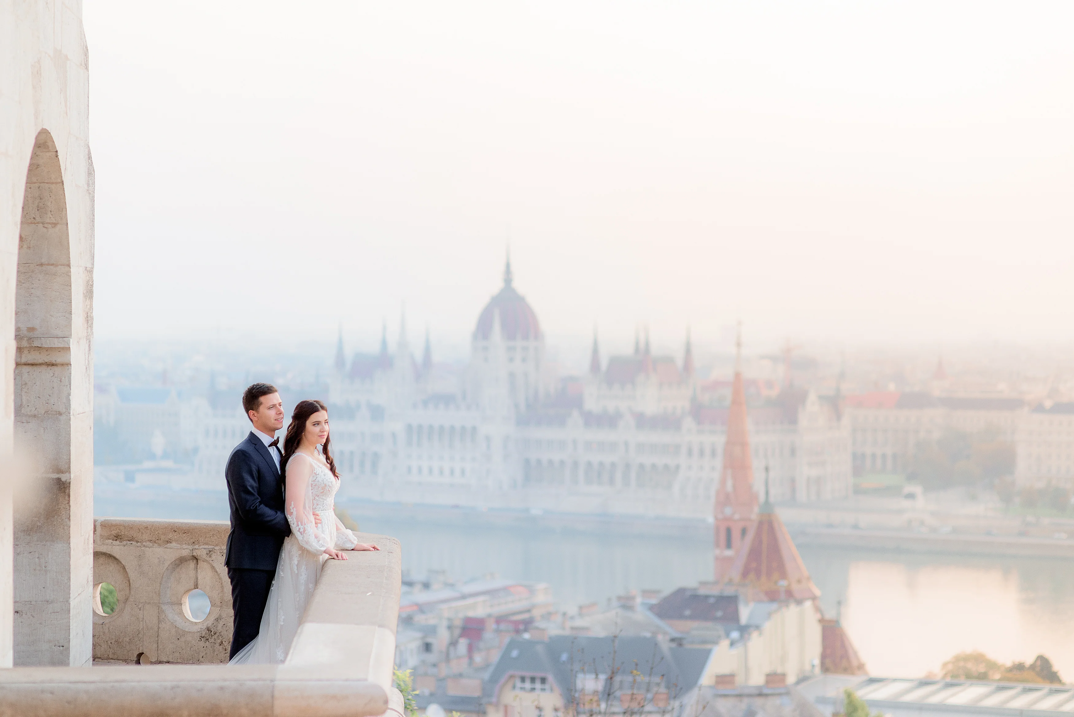 Romantic outdoor wedding with skyline views representing wedding locations in DC