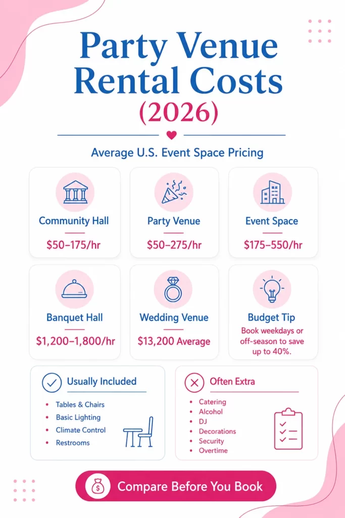 Ultimate Guide to Party Venue Rental Costs (2026): How Much Does a Venue Cost for a Party?