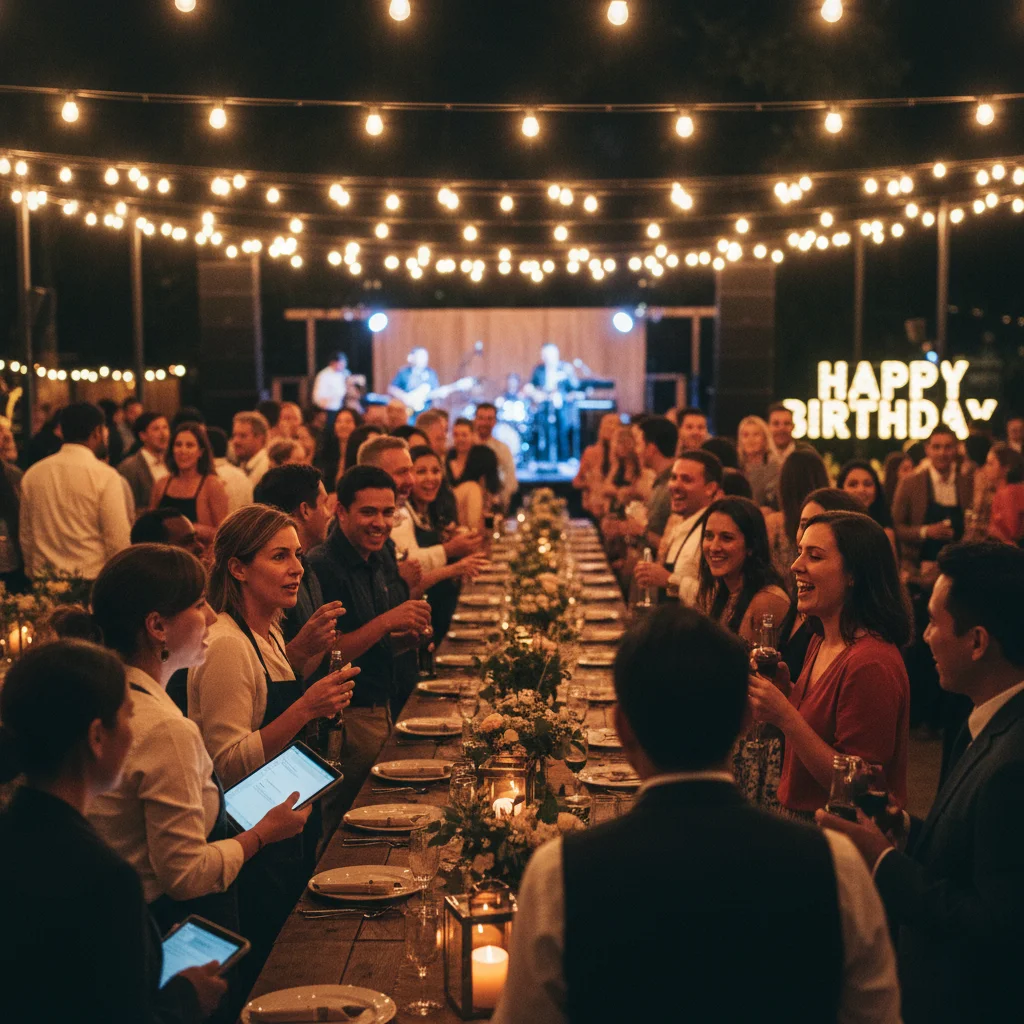 Large birthday party illustrating how guest count affects planning needs