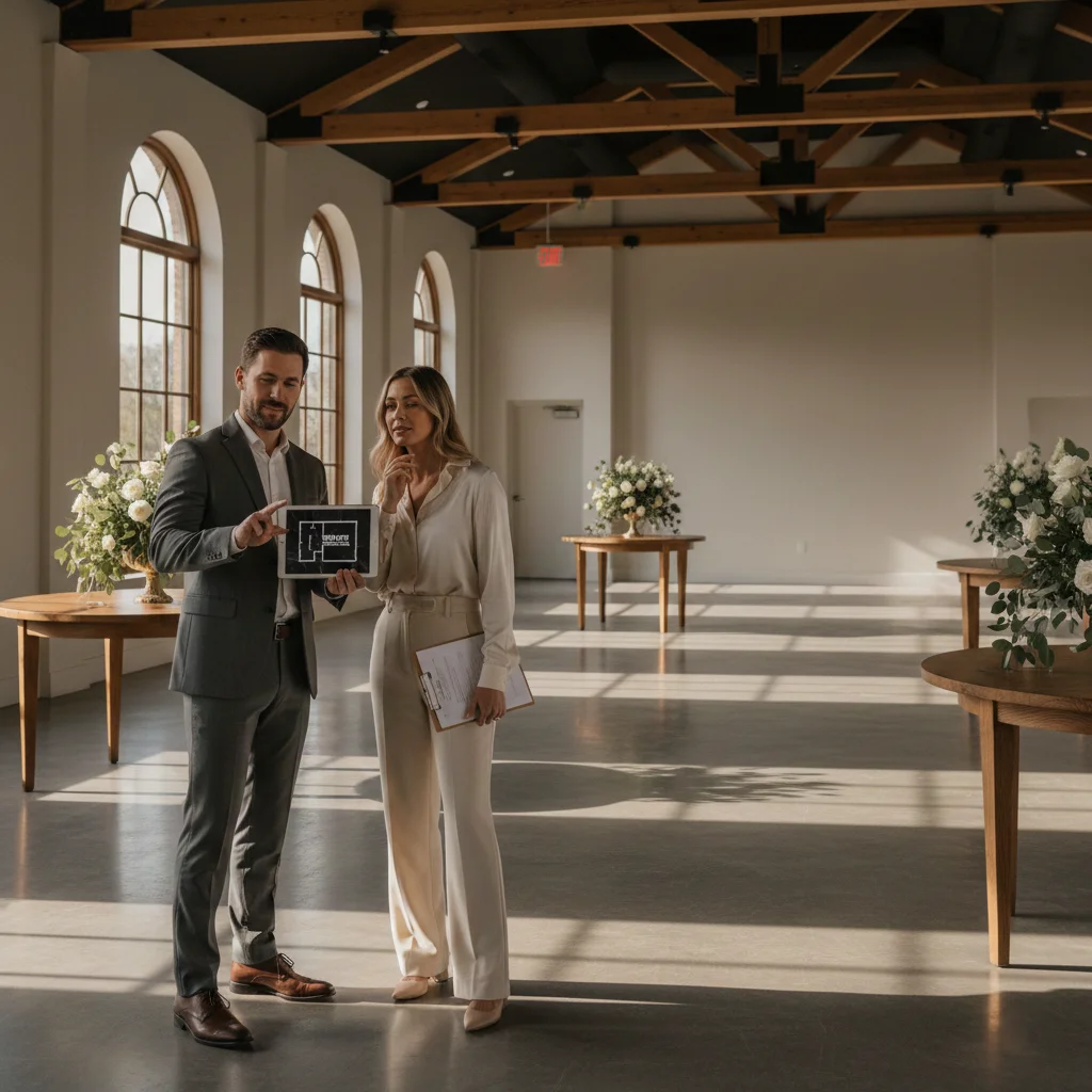 Event venue walkthrough to compare party venue rental costs