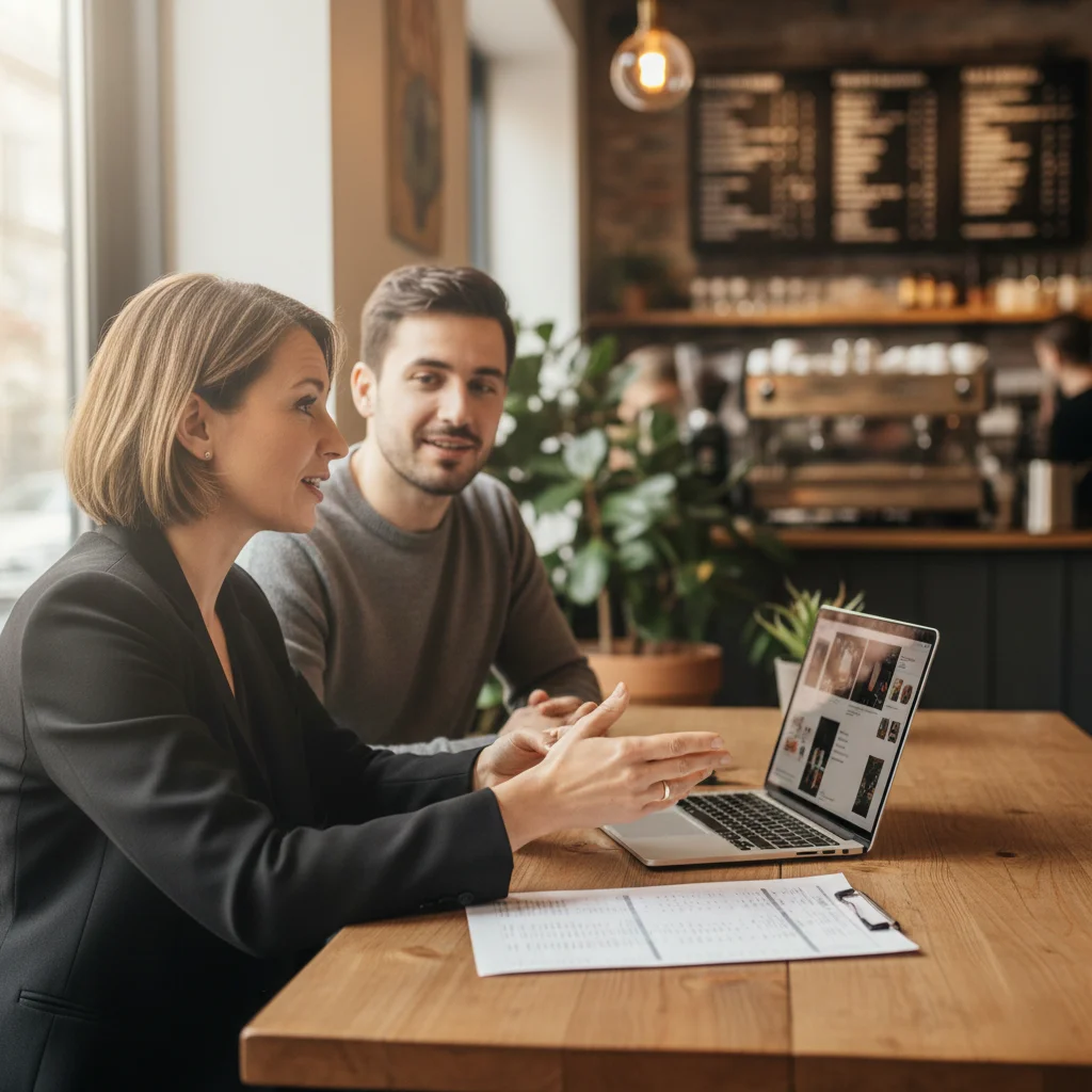 Client consulting with an event planner about hourly planning services