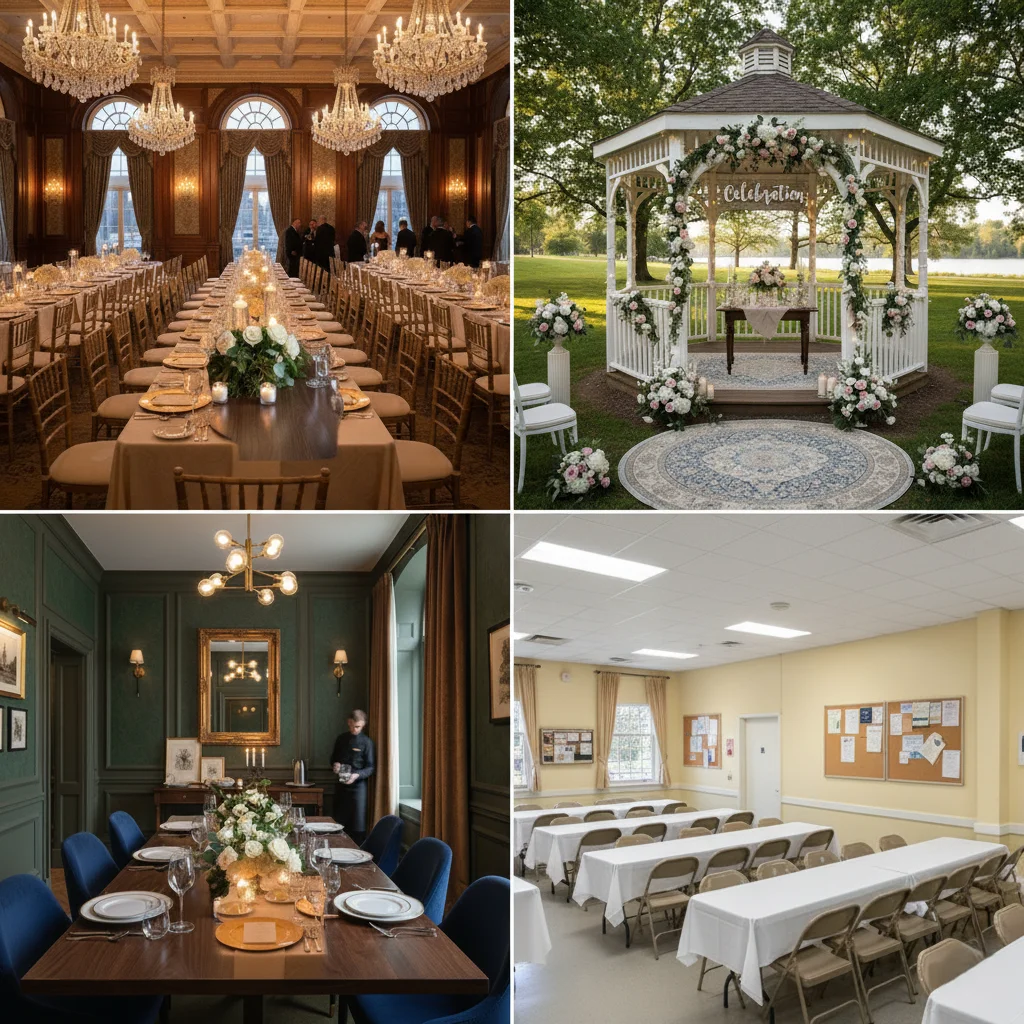 Different types of party venues ranging from luxury to budget-friendly"