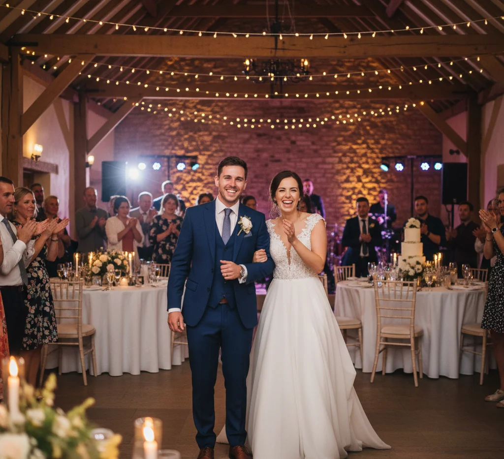 Happy newlywed couple enjoying their wedding day.