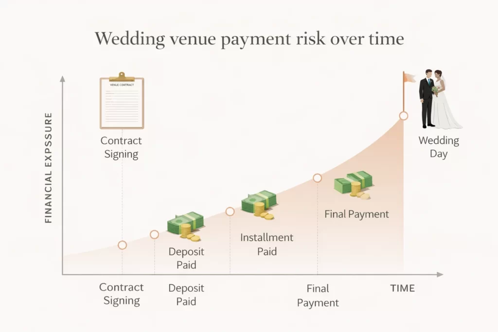 Wedding venue payment risk over time