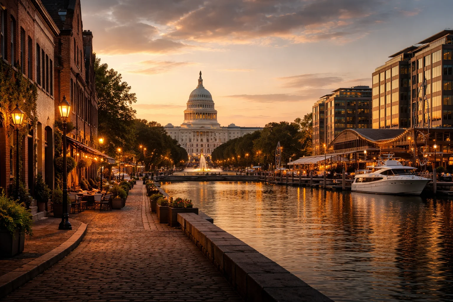 Washington DC event venues by neighborhood showcasing Georgetown, Capitol Hill, and The Wharf