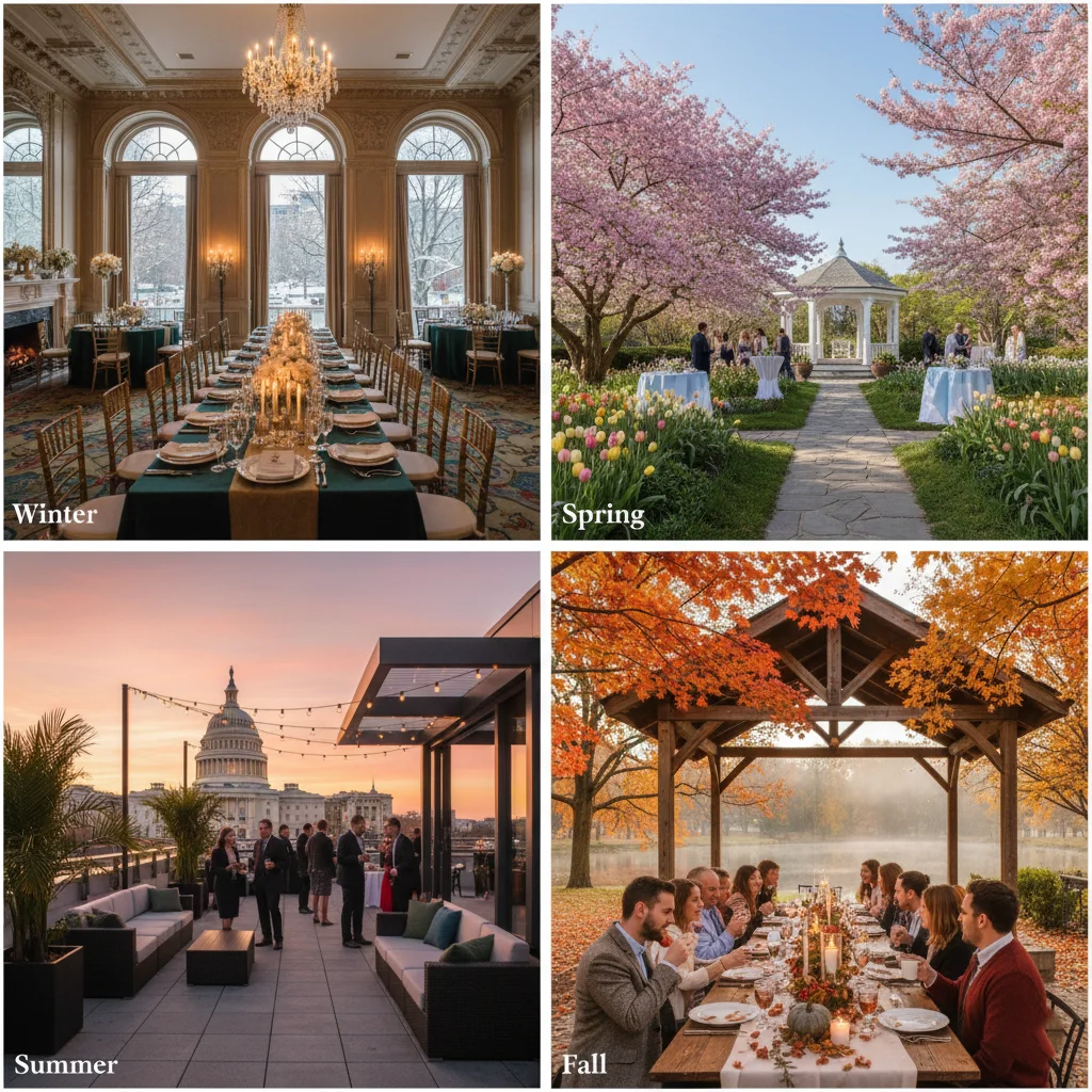 Washington DC event venues by season including winter, spring, summer, and fall