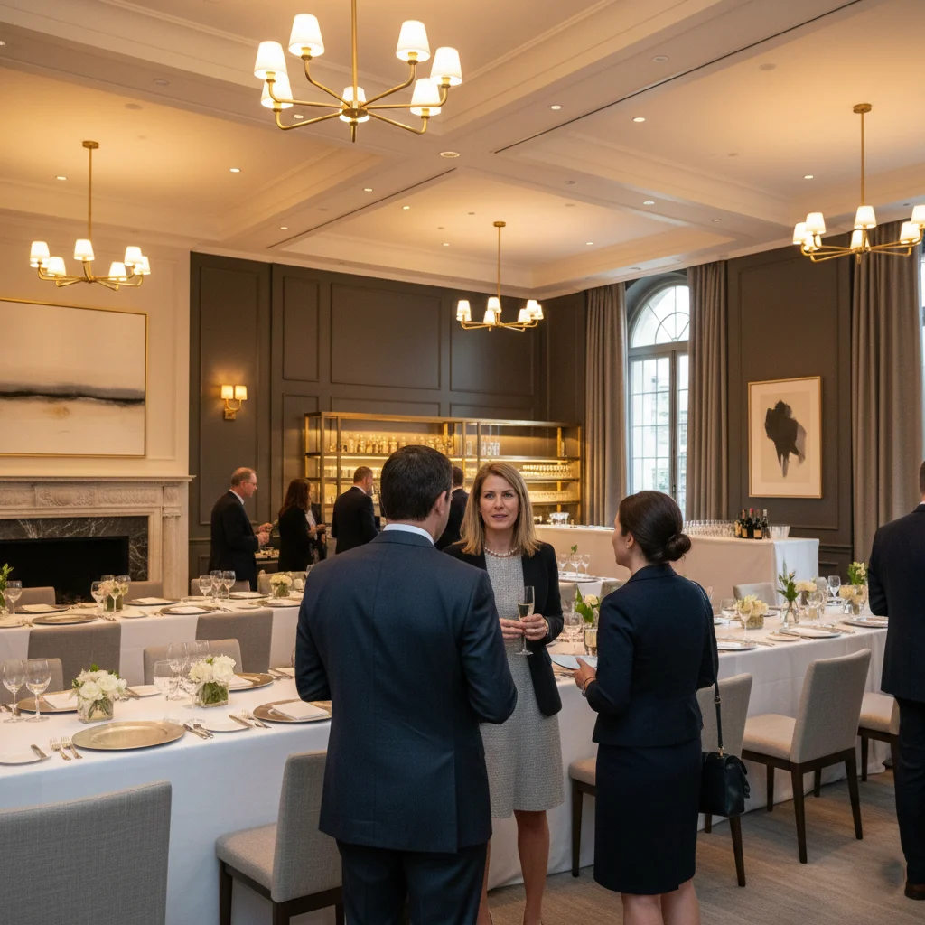 Indoor event venue in Washington DC set up for a corporate or formal event