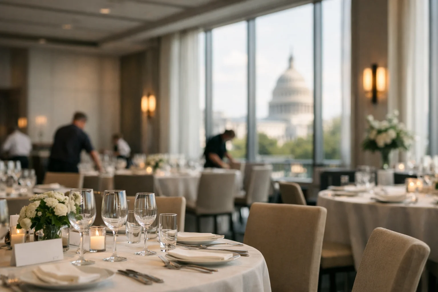 Washington DC event venue interior prepared for a wedding or corporate event