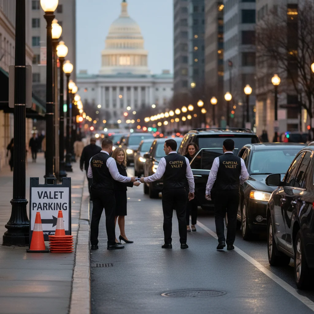 Valet parking outside a Washington DC event venue