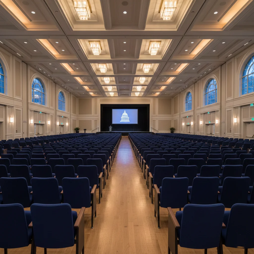 Large-capacity conference venue in Washington DC with wide aisles and open layout
