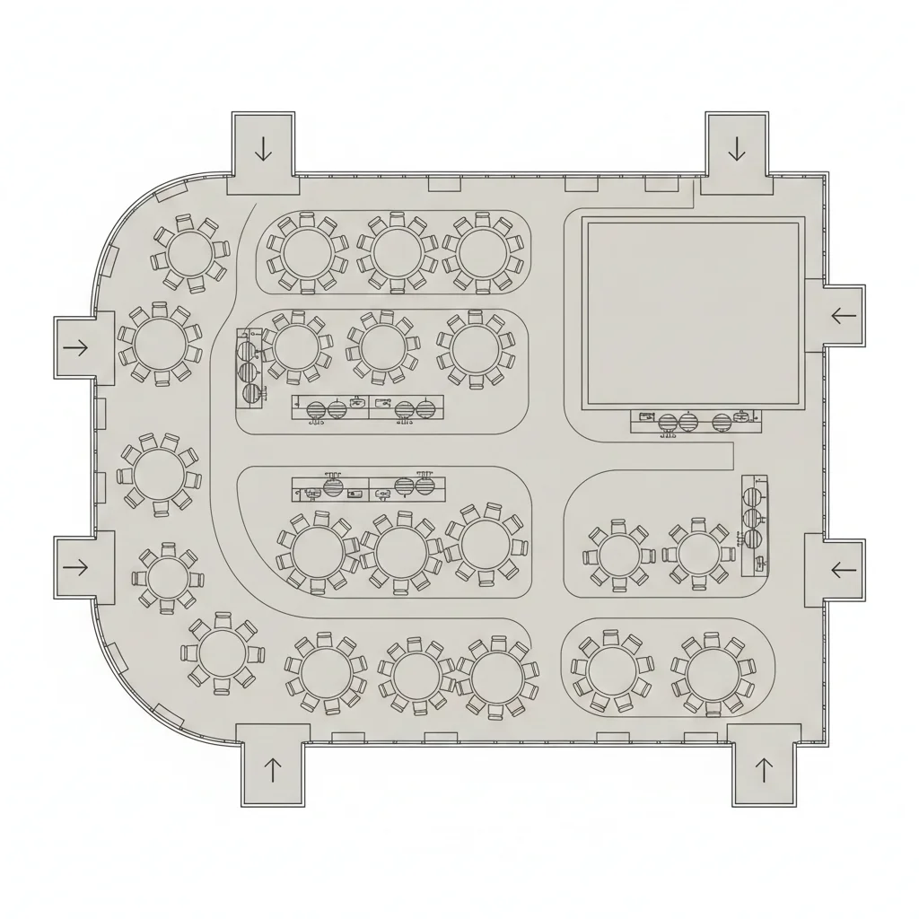 Event layout elements reducing usable capacity in a Washington DC venue
