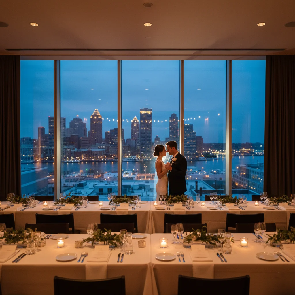 Downtown Baltimore wedding reception near Inner Harbor waterfront