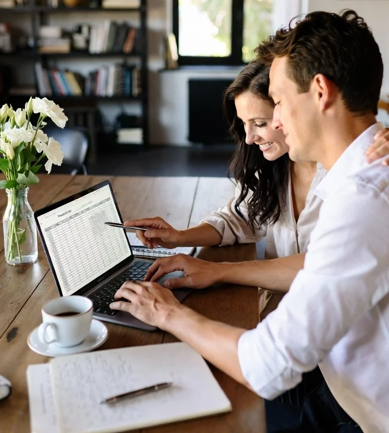 Couple planning wedding together