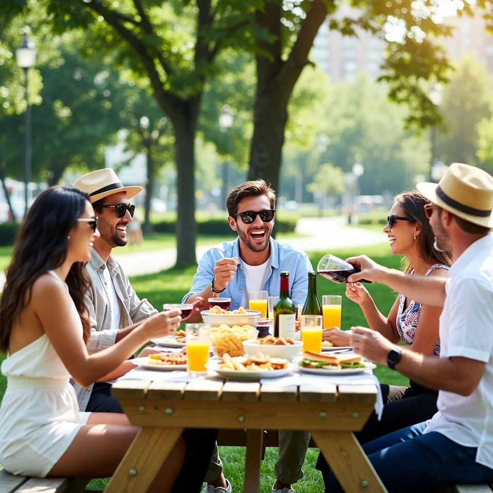 Small celebration picnic in park