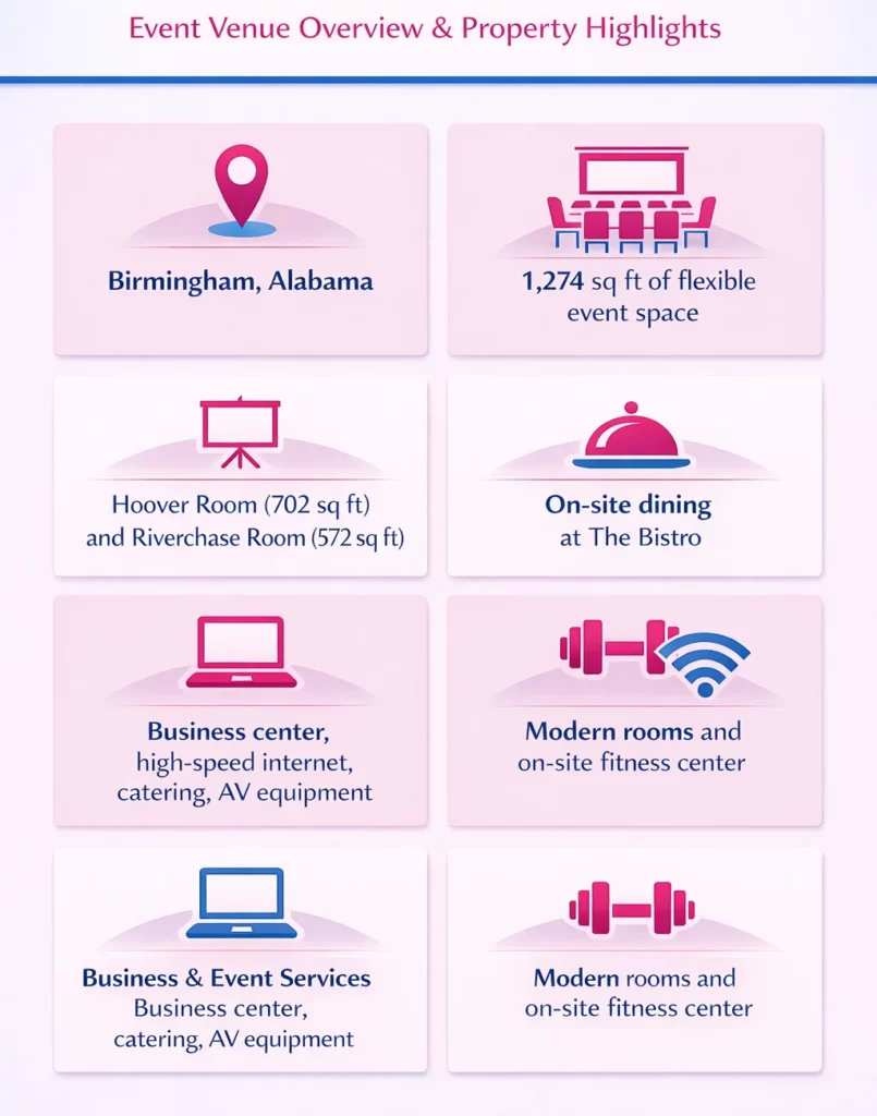 Courtyard by Marriott Birmingham Hoover event venue infographic overview