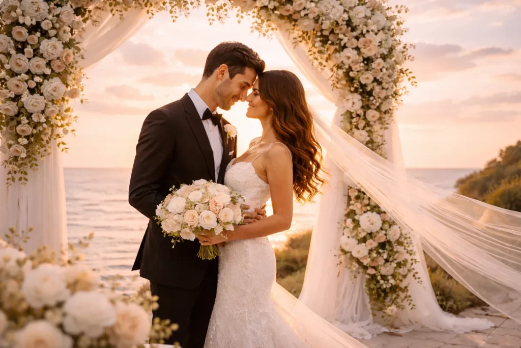 miami beach wedding venue romantic ceremony setup with ocean view