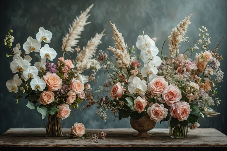 Popular floral decor styles in Rockville weddings including romantic modern and boho themes