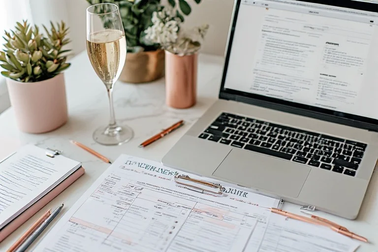 Bachelorette party venue booking checklist and event planning workspace