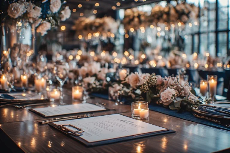 Luxury wedding coordinator managing upscale wedding venue setup