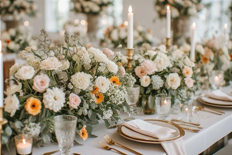 2026 garden wedding floral trends with sunken meadow centerpiece ideas
