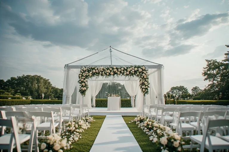 outdoor wedding venue with weather backup plan