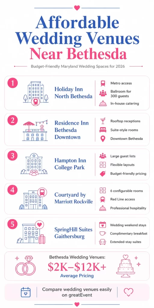 Affordable Wedding Venues Near Bethesda: Best Budget-Friendly Picks for 2026