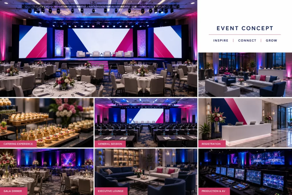 Venue size, guest count, and production factors affecting corporate event costs