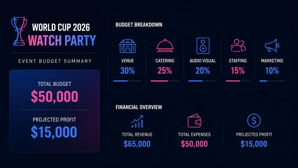 Budget planning chart for a World Cup 2026 watch party