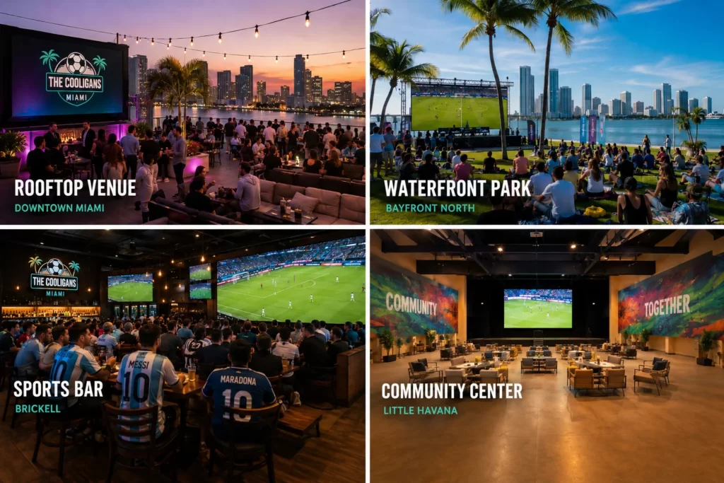 Different venue options for hosting a Miami FIFA watch party