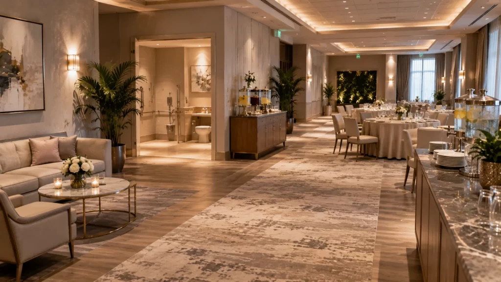 Well-organized event venue with accessible layout and safety planning