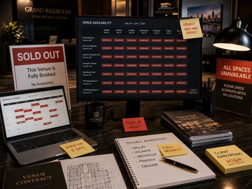 last minute conference venue booking challenges