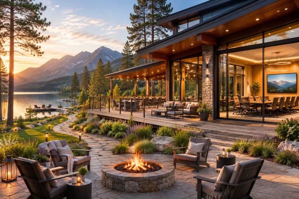 Luxury corporate retreat venue surrounded by nature.