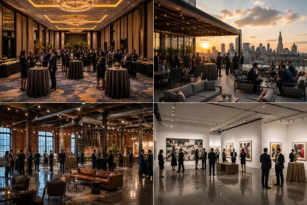 Comparison of popular venue types for corporate networking mixers.