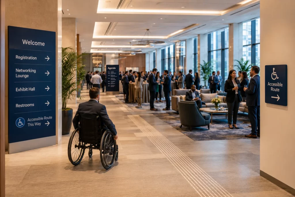 Accessible networking venue designed for inclusive corporate events.