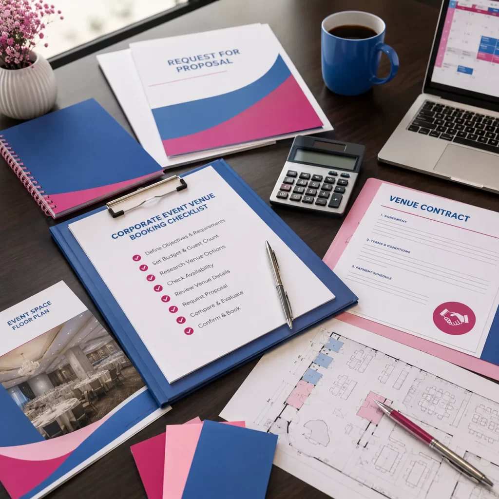 Corporate event venue checklist and proposal documents for Washington, DC