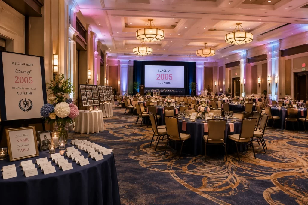 Maryland ballroom prepared for a class reunion