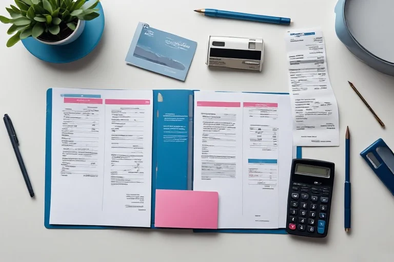 Hotel folio with organized corporate event expense categories